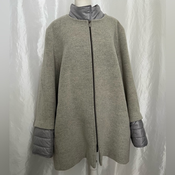 Cinzia Rocca Grey Alpaca Wool Short Coat With Nylon Insert - Picture 2 of 10